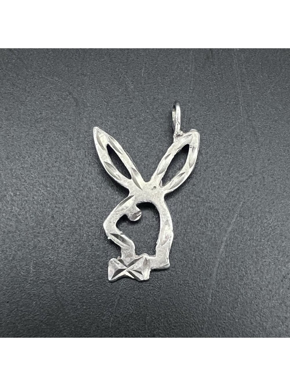 Vintage Sterling Silver Playboy Bunny Logo Charm Pendant 1"